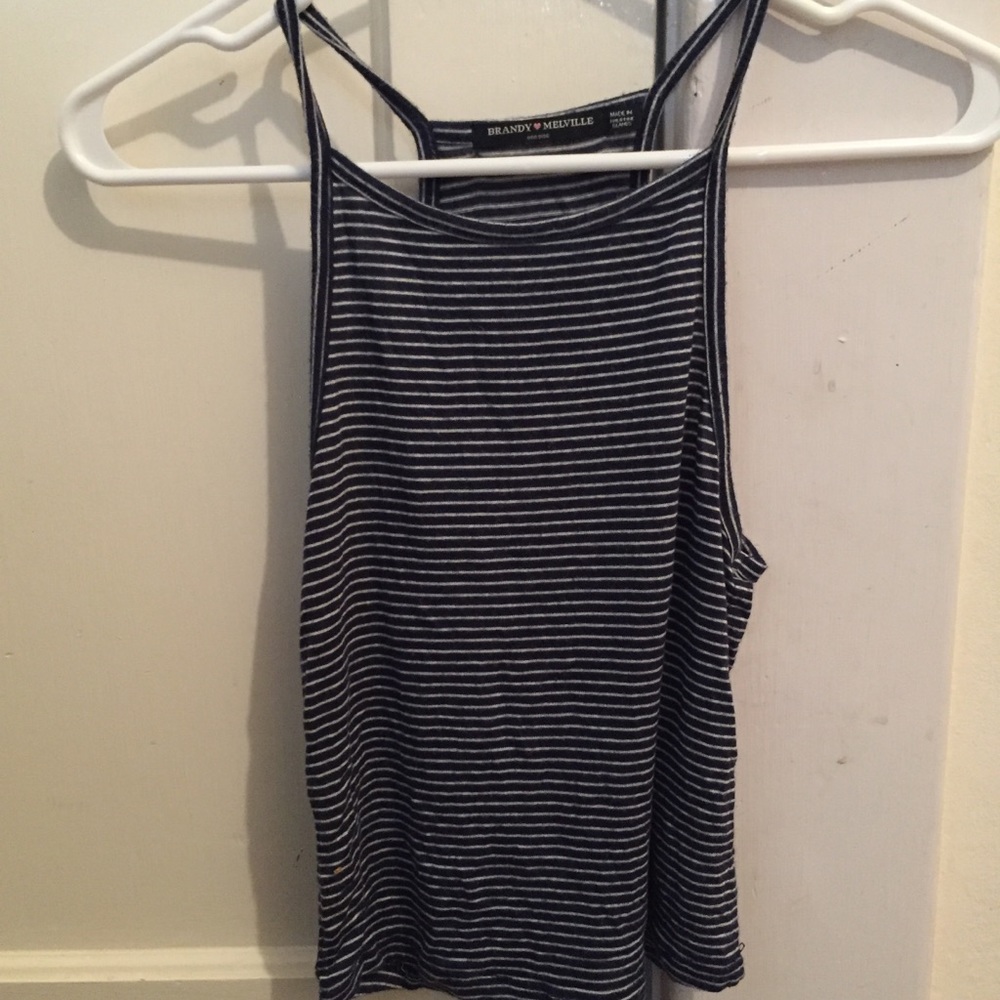 Brandy Melville Blue Striped Halter Top